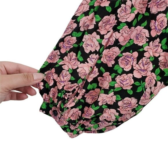 Zara Womens Mini Dress Large Floral Print Smocked Bottom Bloggers Favorite - Picture 5 of 12